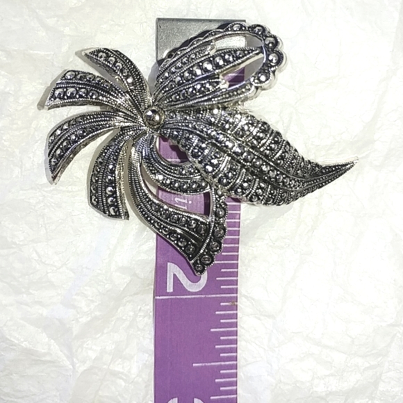 WEST GERMANY ELOXAL ALUMINUM FAUX MARCASITE BROOCH - Picture 4 of 8